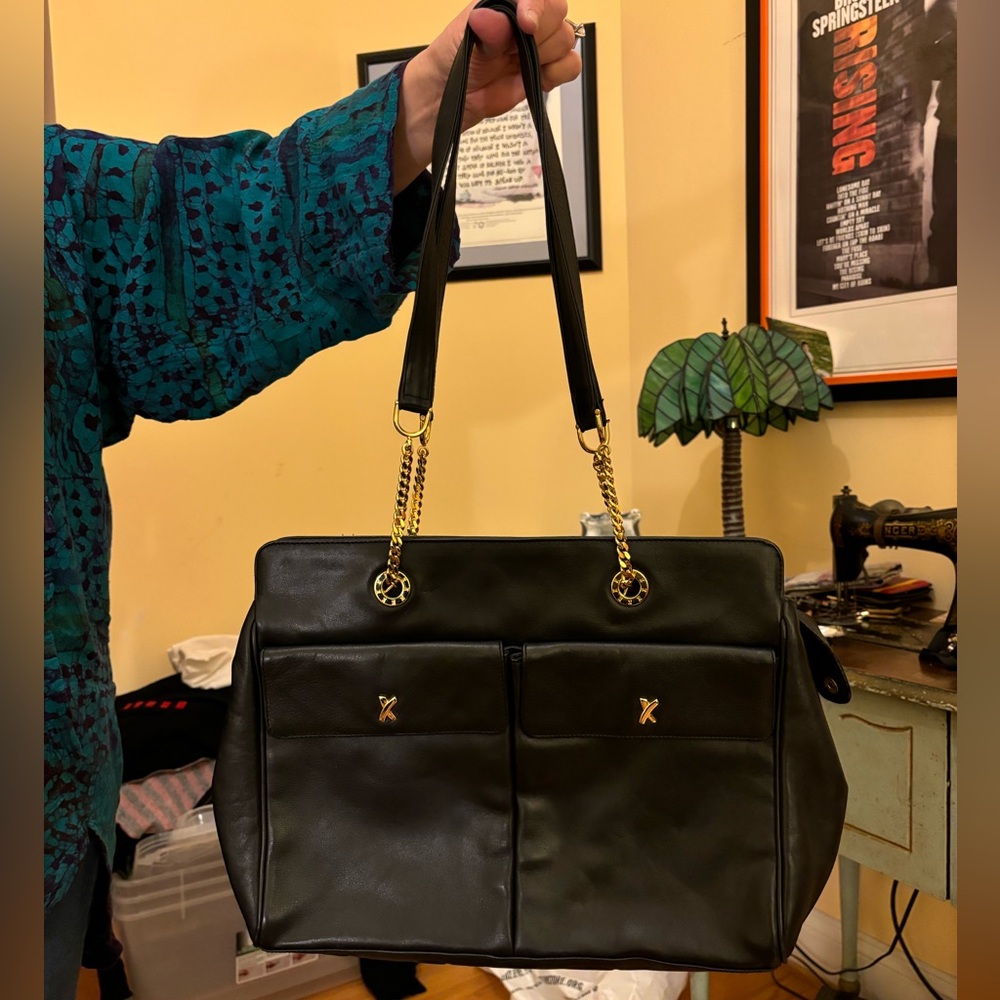 Paloma Picasso Black Leather Bag